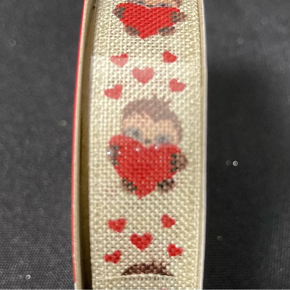 ⭐️ Valentine’s Day Sloth And Heart Burlap Craft Ribbon 5/8” x 108”